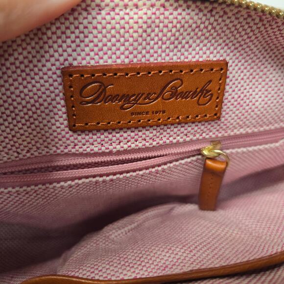 Dooney & Bourke Champ Pouchette White Leather Brown Strap Small Travel - Picture 9 of 10